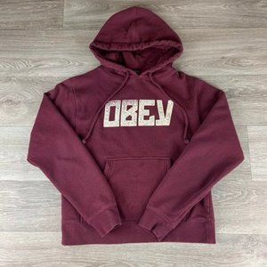 Burgundy Obey Clothing Pull over Hoodie womens size small